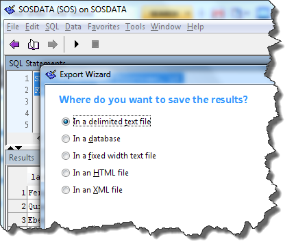 DBISQL data export