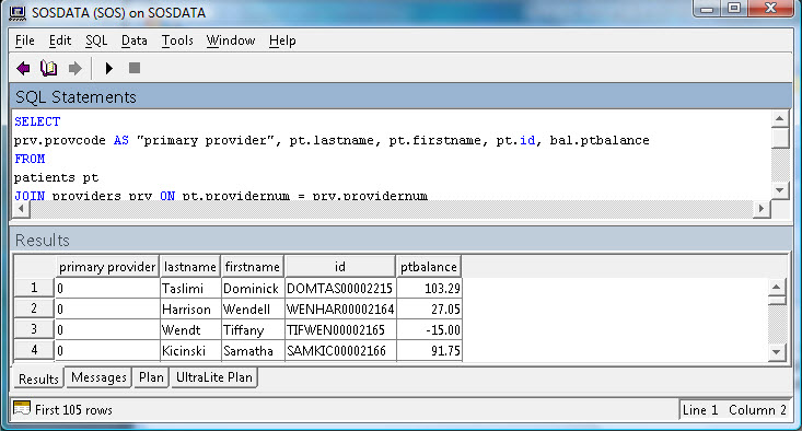 Welcome to the SOS Query Wikki! dbisqlg screen