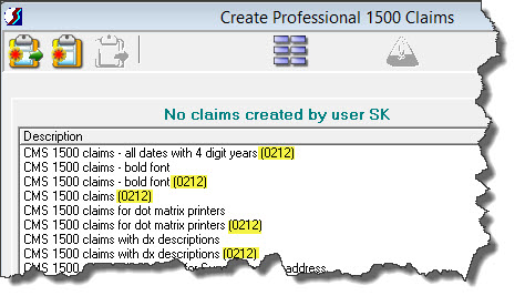 Claim form list
