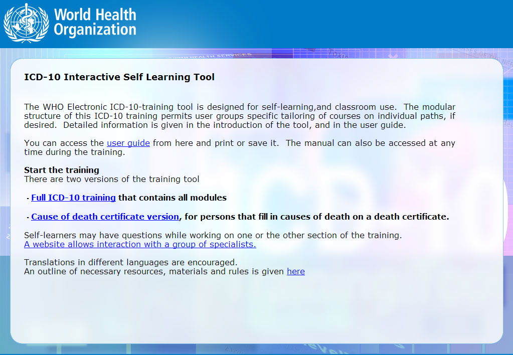 WHO ICD-10 Tool